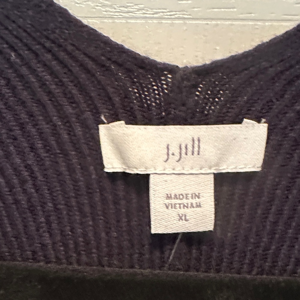J. Jill Navy Knit Open Front Long Line Cardigan Sweater Size XL NWT - Picture 2 of 8